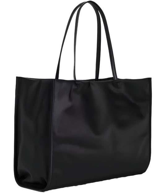 Classic Black Leather Tote Bag