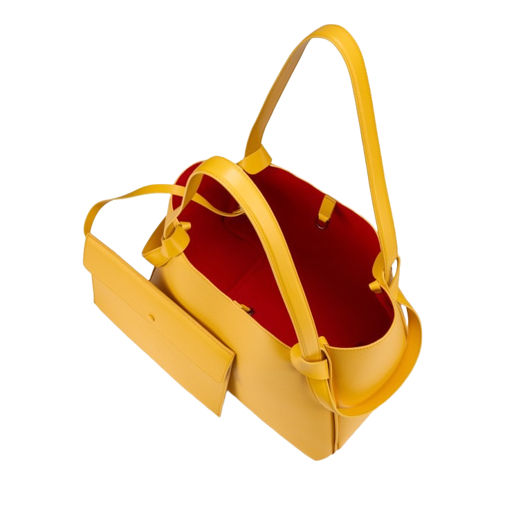 Women's Yellow Leather Tote Bag