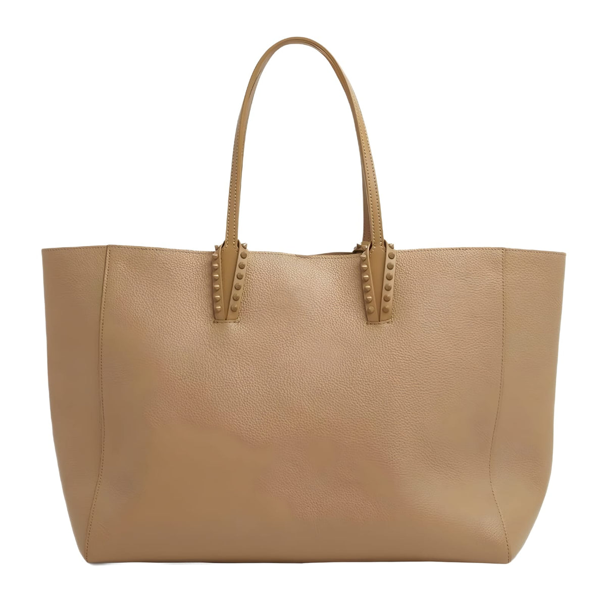 Studded Handle Leather Tote Bag