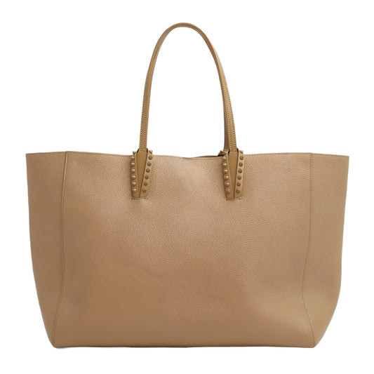 Studded Handle Leather Tote Bag