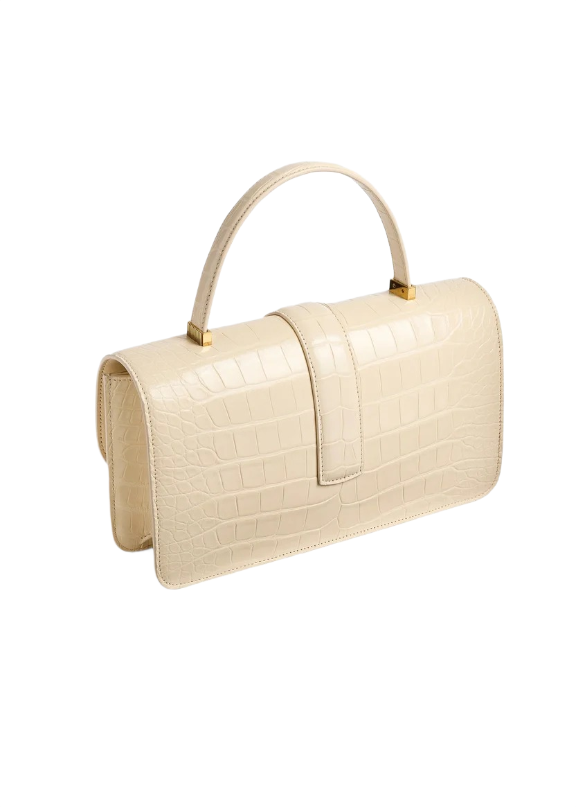 Crocodile Embossed Shoulder Handbag