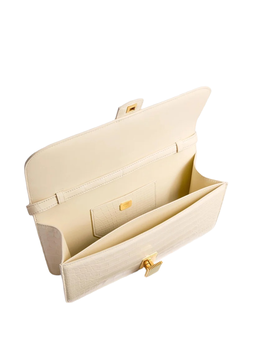 Crocodile Embossed Shoulder Handbag