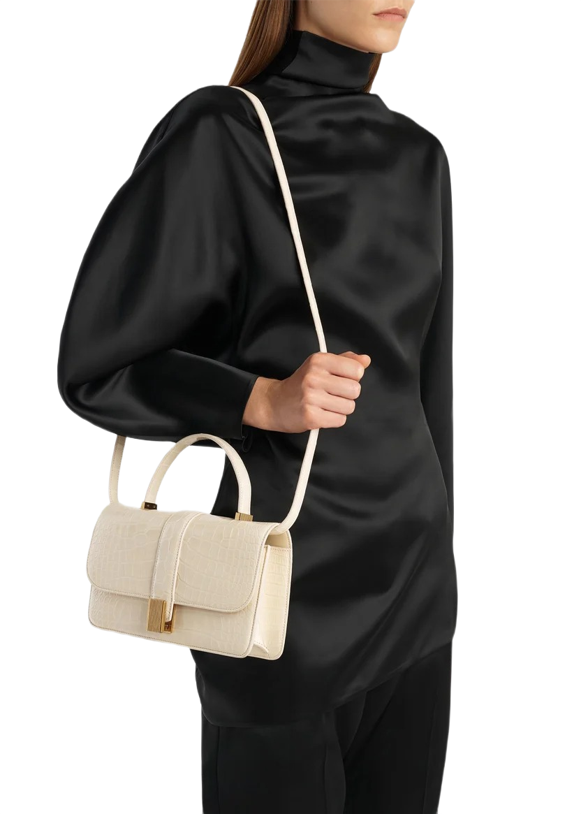 Crocodile Embossed Shoulder Handbag