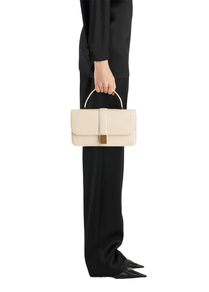 Crocodile Embossed Shoulder Handbag