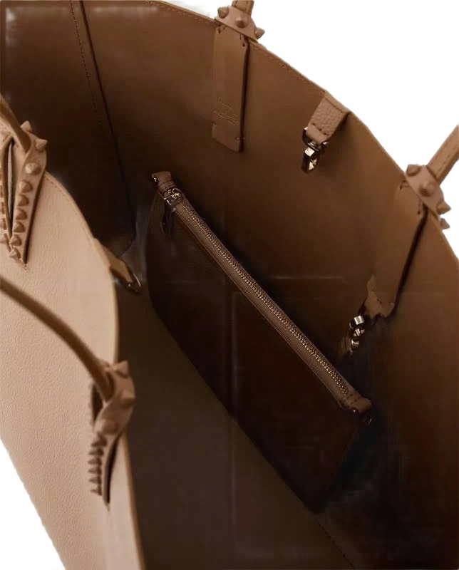 Studded Handle Leather Tote Bag