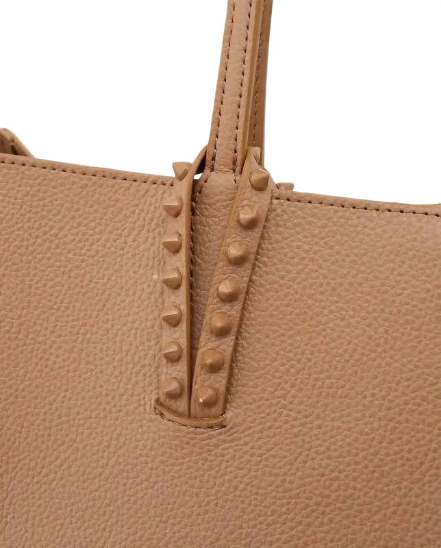 Studded Handle Leather Tote Bag
