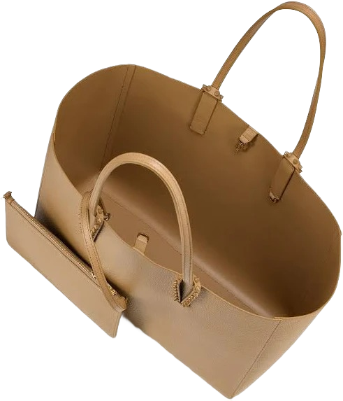 Studded Handle Leather Tote Bag