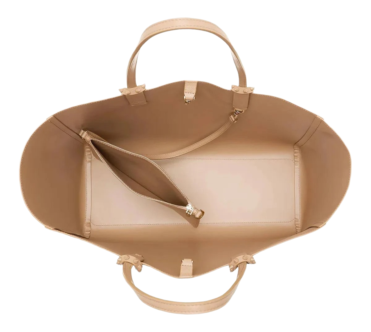 Studded Handle Leather Tote Bag